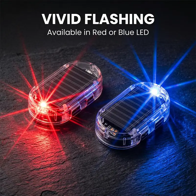 Solar powered flashing alarm light, set of 2